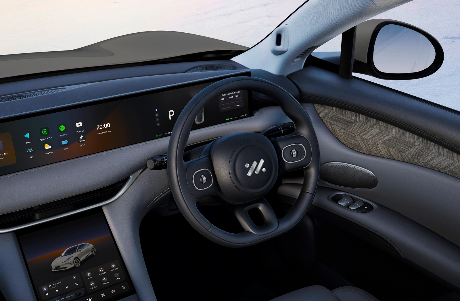 The interior of an IM5 car. It has grey trim on the seats.